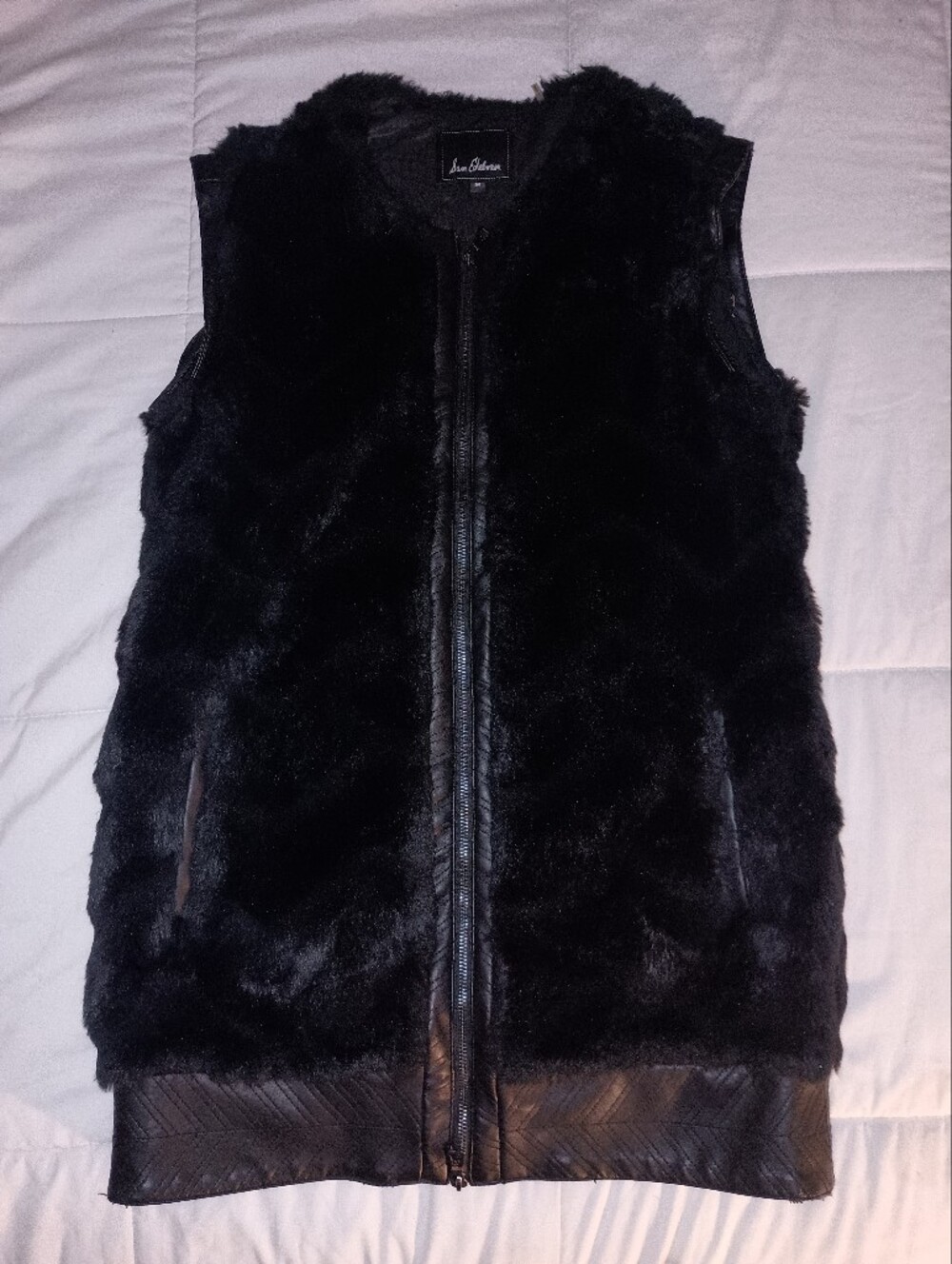 Sam Edelman FUR w/ LEATHER DETAIL ZIP UP VEST